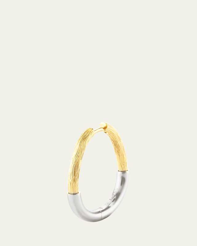 Riviera 18K White and Yellow Gold Chasing Creole Hoop Earring, Single